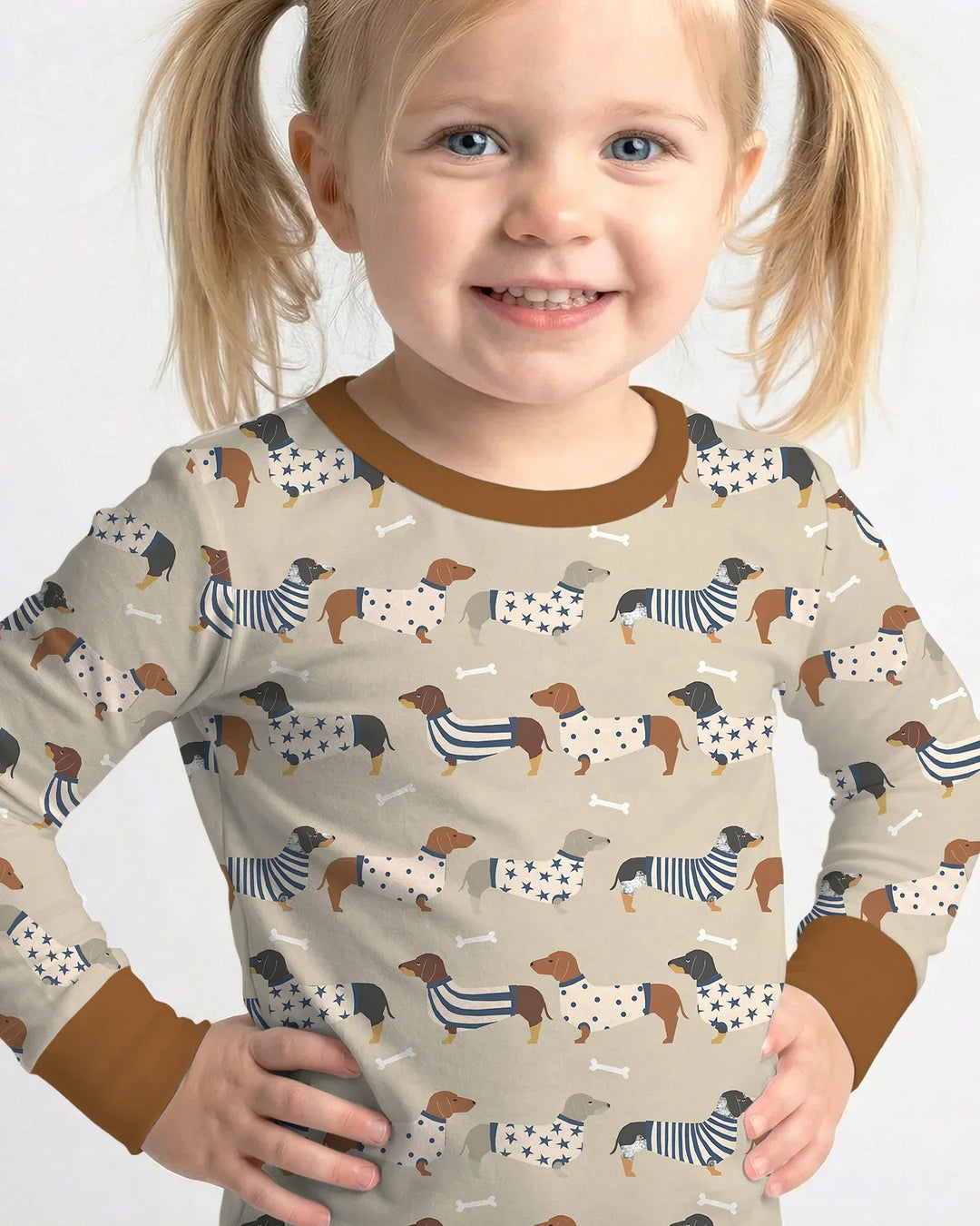 Cute Wieners Two Piece Long Sleeve Pajama Set