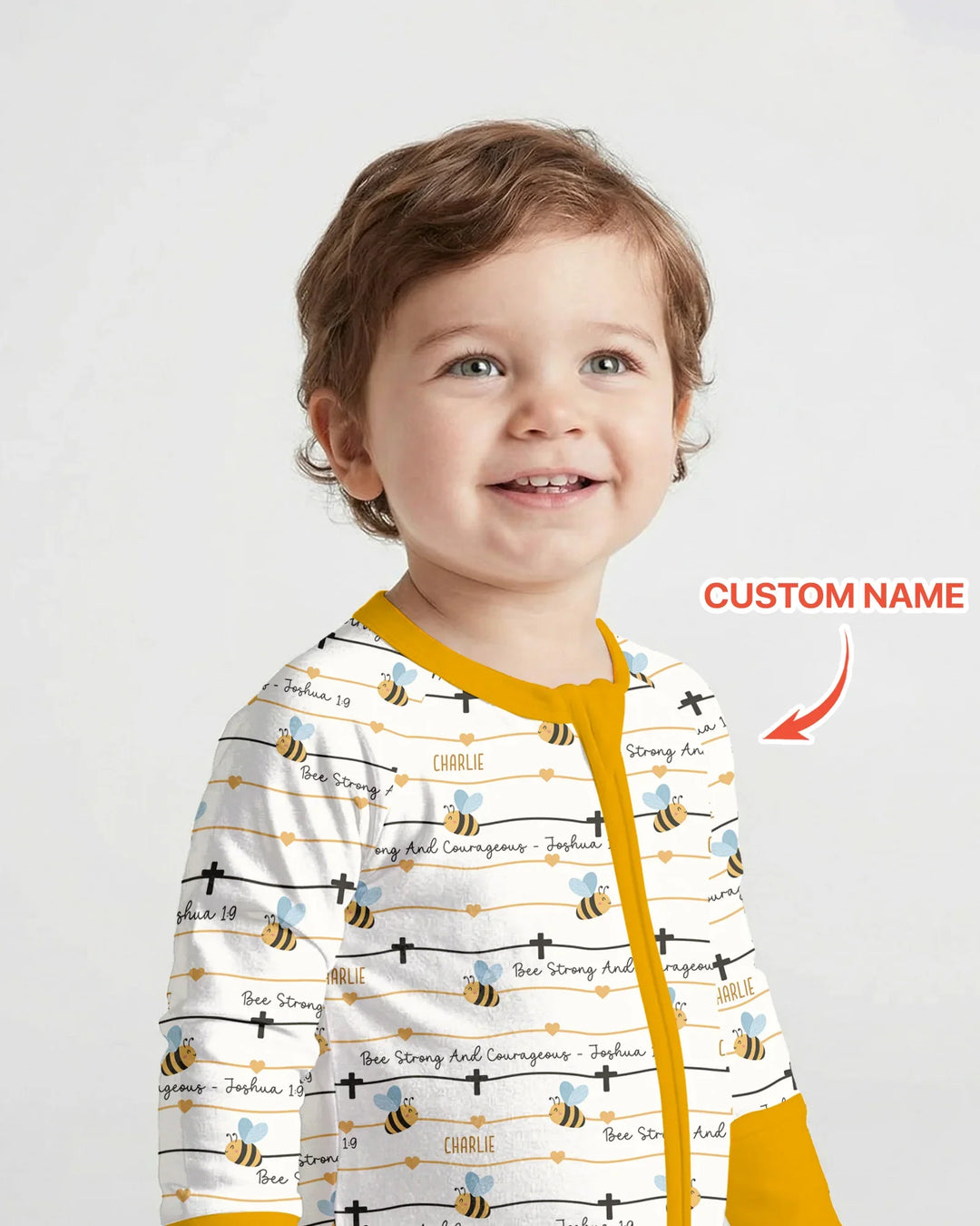 Bee Strong And Courageous Custom Name Bamboo Convertible Zippy