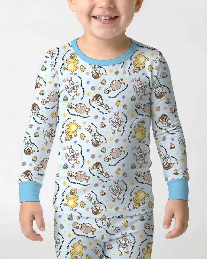 Easter Goose Family Matching Two Piece Long Sleeve Pajama Set