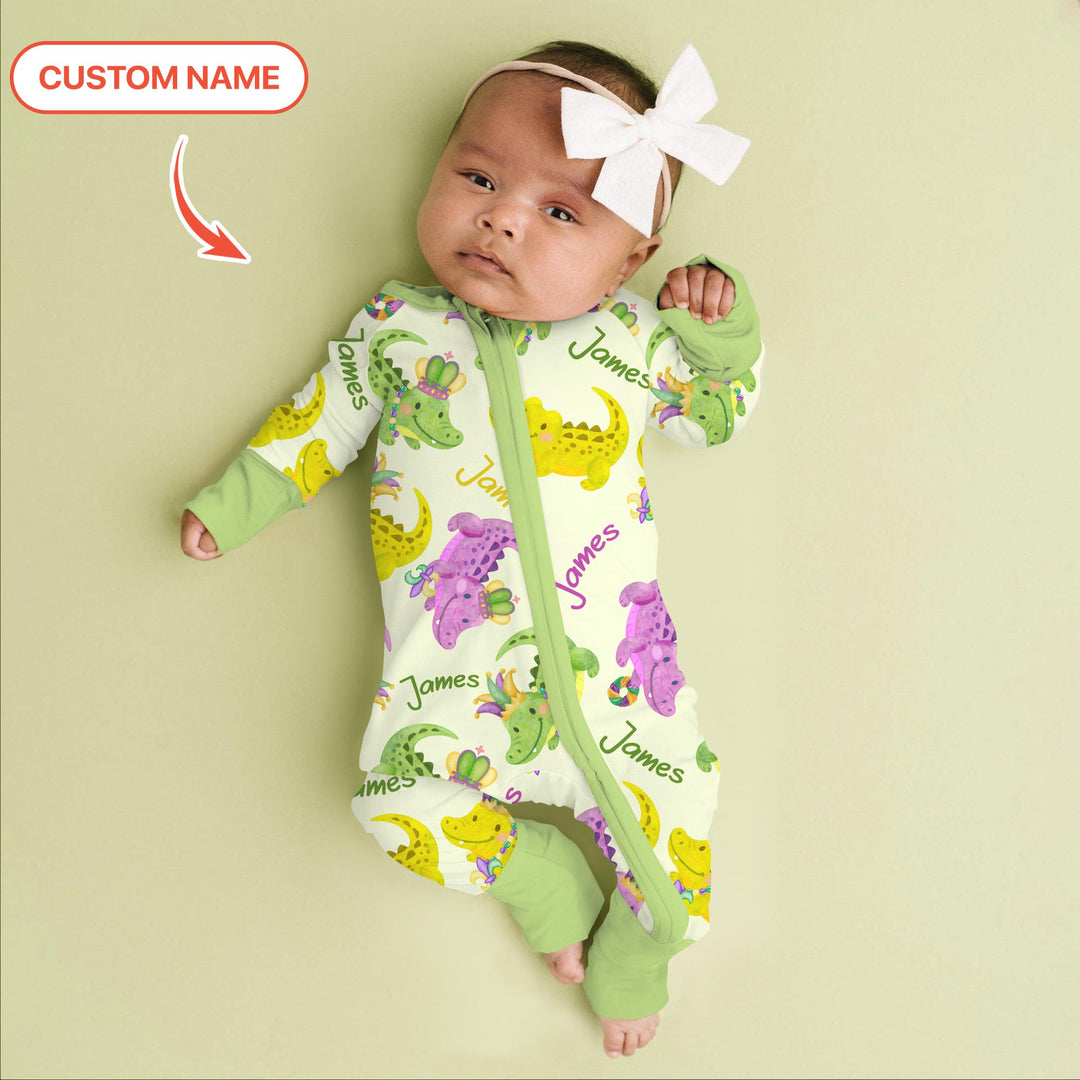 Custom Name Mardi Gras Alligator Convertible Zippy