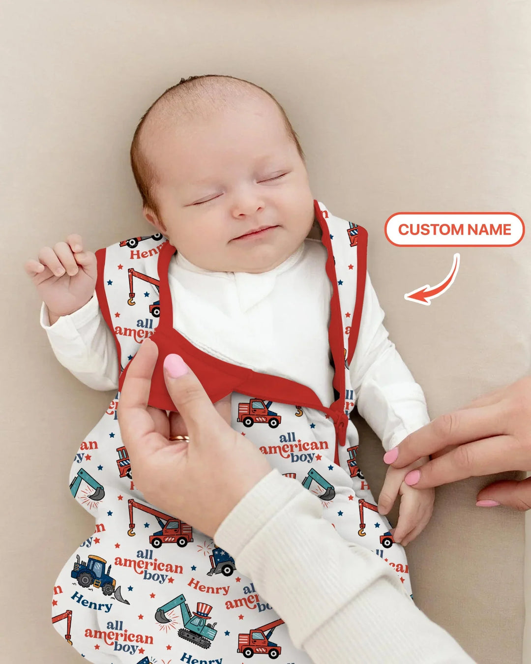 Custom Name All-American Boy Bamboo Sleep Bag