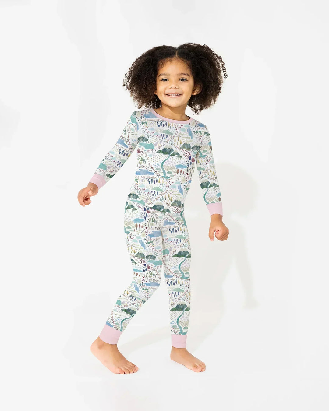 Whimsical Psalms 23 Map Two Piece Long Sleeve Pajama Set