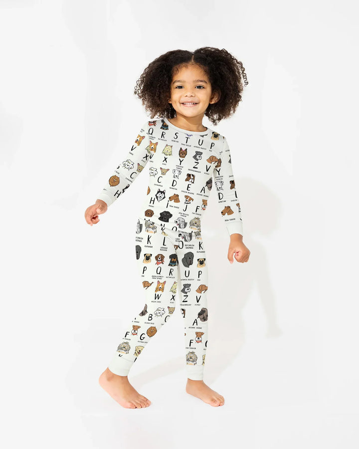 Funny Dogs Alphabet Two Piece Long Sleeve Pajama Set