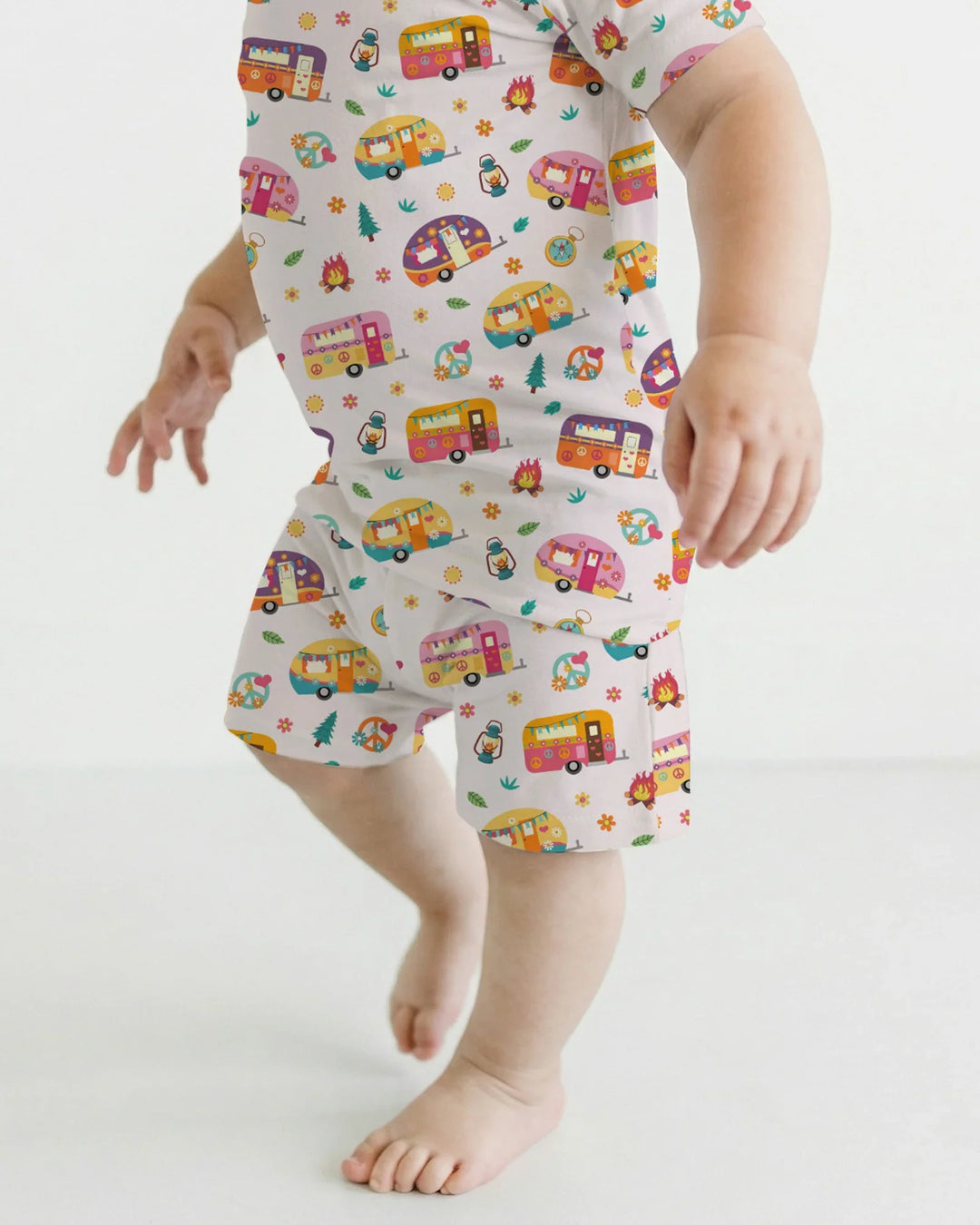 Happy Little Camper Bamboo Two Piece Short Sleeve Shorts Pajama Set
