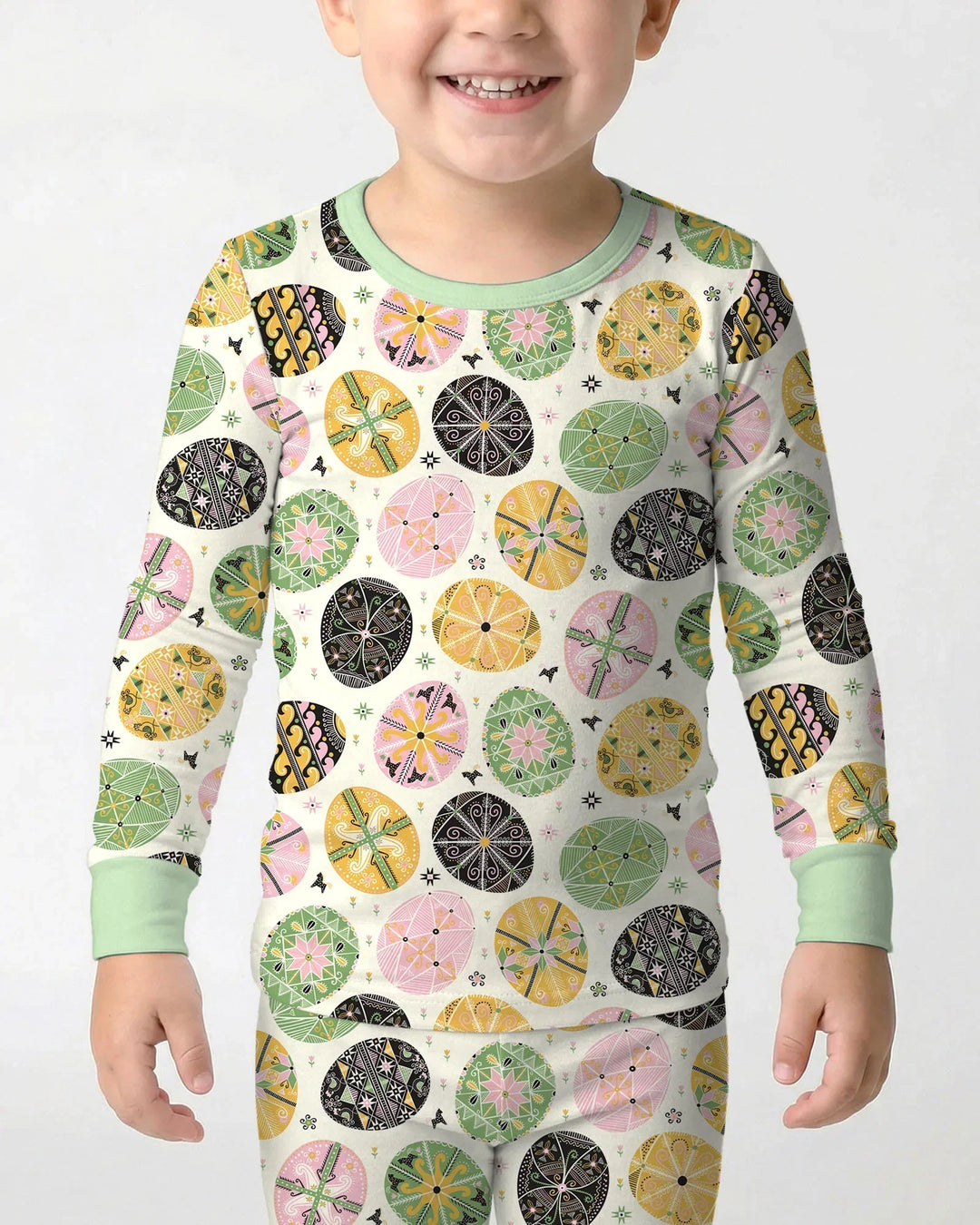 Pysanky Eggs Family Matching Two Piece Long Sleeve Pajama Set