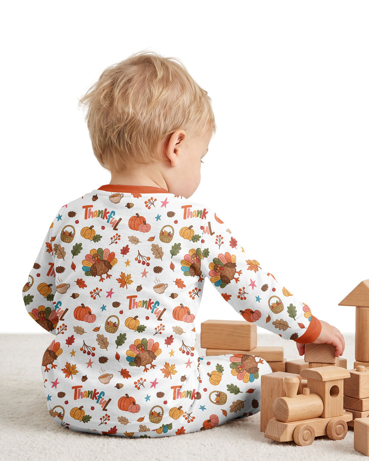 Thankful Turkey Bamboo Two Piece Long Sleeve Pajama Set