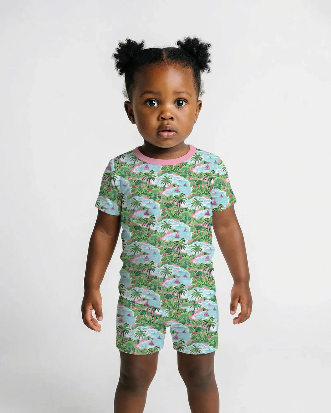 Preppy Coast Beach Club Bamboo Two Piece Short Sleeve Shorts Pajama Set