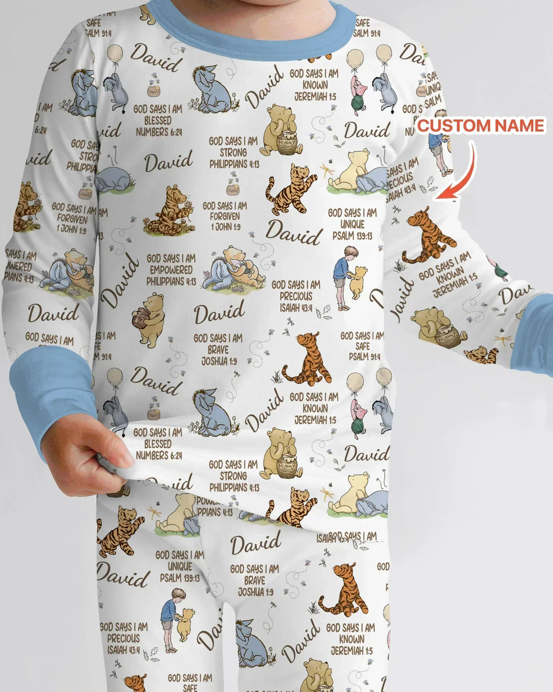 Custom Name God Says I Am Classic Bear Bamboo Two Piece Long Sleeve Pajama Set