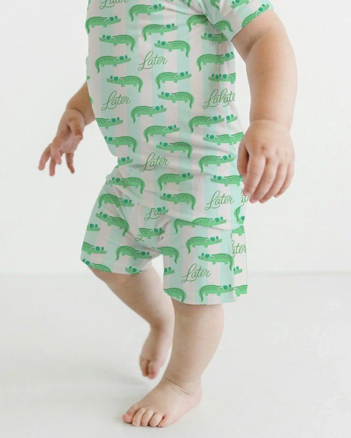Pijama de dos piezas de manga corta y pantalón corto Later Gator de bambú