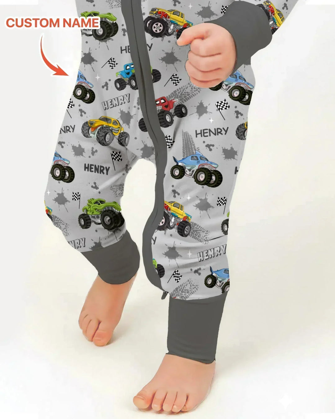 Monster Truck Dirt Jam Custom Name Daddy & Me Matching Convertible Zippy