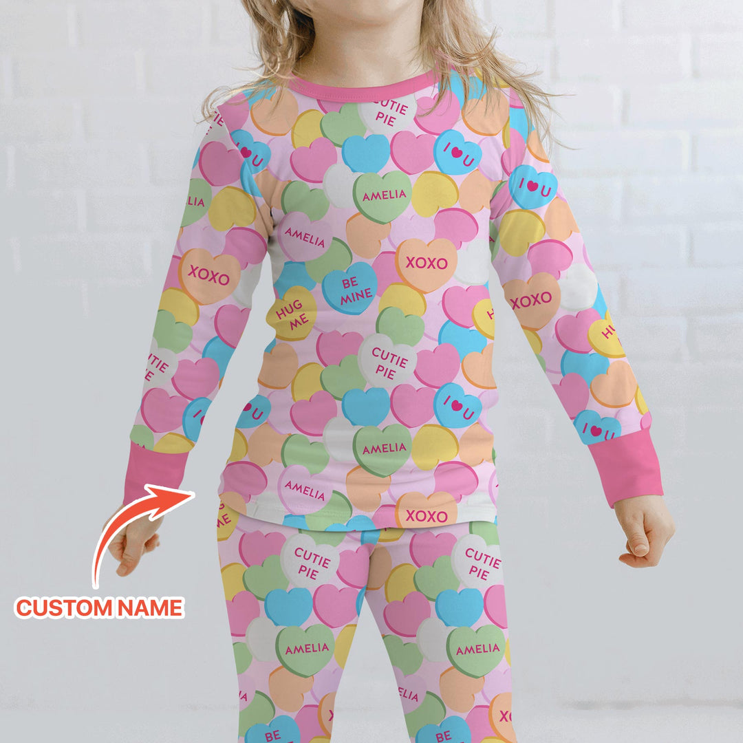 Valentine Candy Crush Family Matching Two Piece Long Sleeve Pajama Set