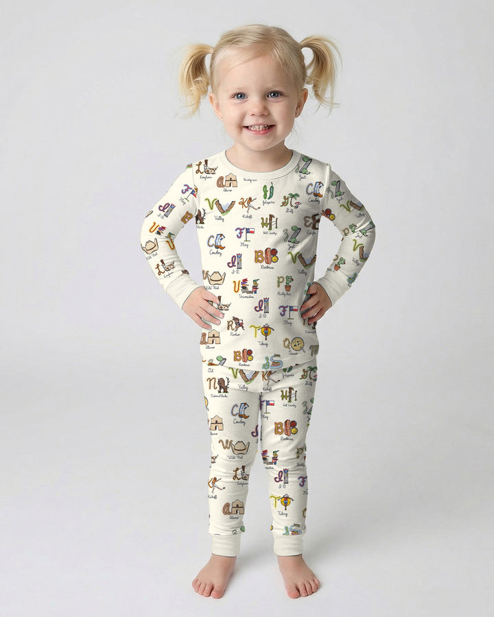 Texas Alphabet Bamboo Two Piece Long Sleeve Pajama Set