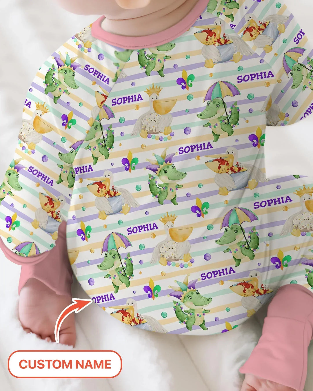 Pijama Convertible de Bambú a Juego para Familia "Aventura de Mardi Gras Feliz"