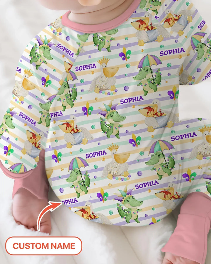 Pijama Convertible de Bambú a Juego para Familia "Aventura de Mardi Gras Feliz"