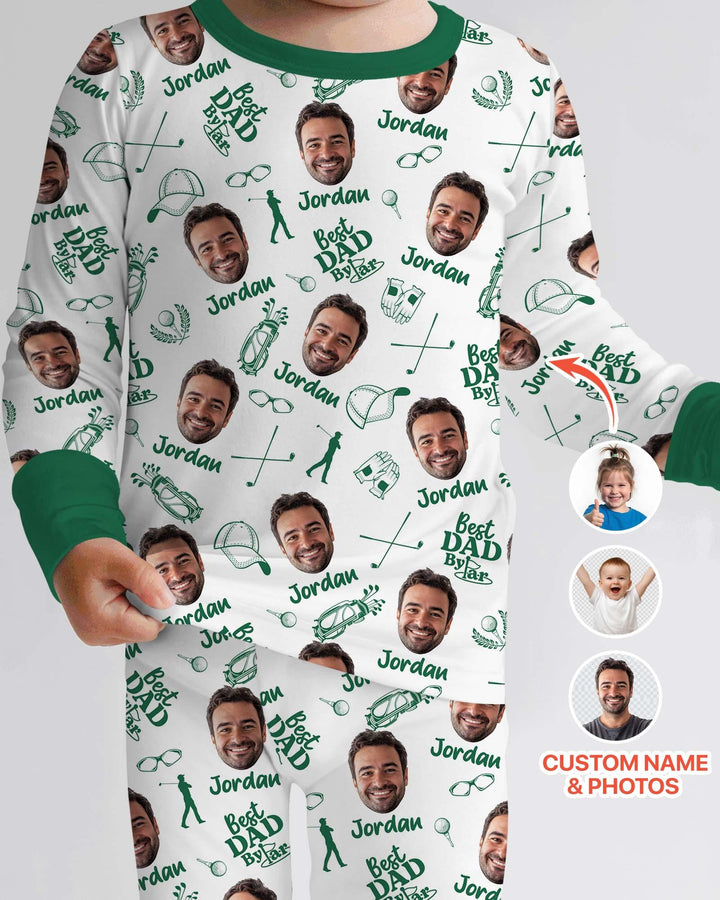 Custom Photo Best Dad By Par Bamboo Two Piece Long Sleeve Pajama Set
