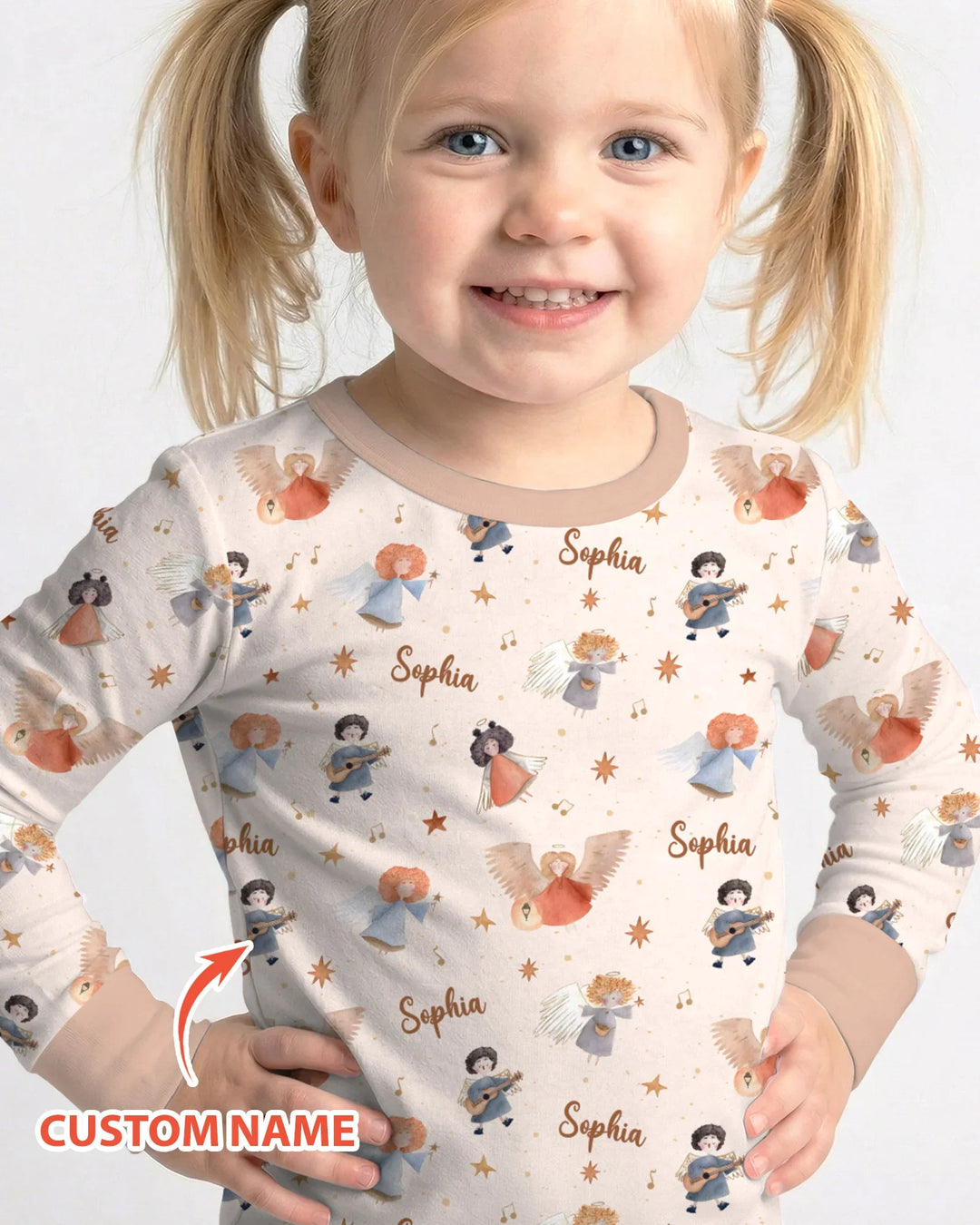 Pijama de dos piezas de bambú de manga larga personalizado Guardian Angels