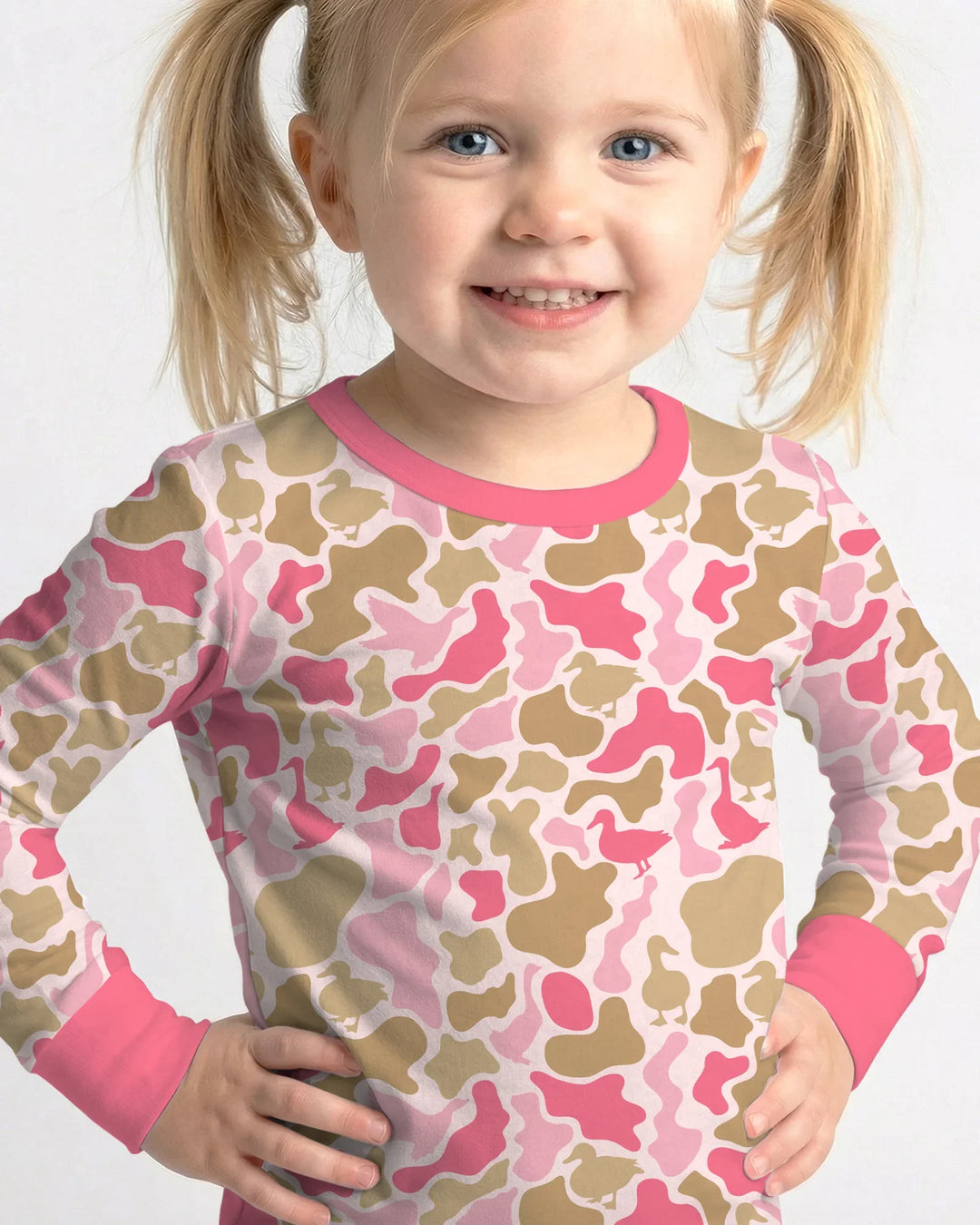 Mallard Duck Hunting Camouflage Bamboo Two Piece Long Sleeve Pajama Set