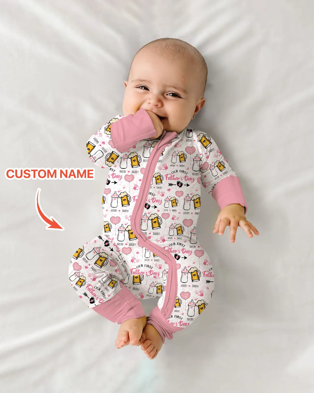 Custom Name First Father's Day Drink Bamboo Convertible Zippy