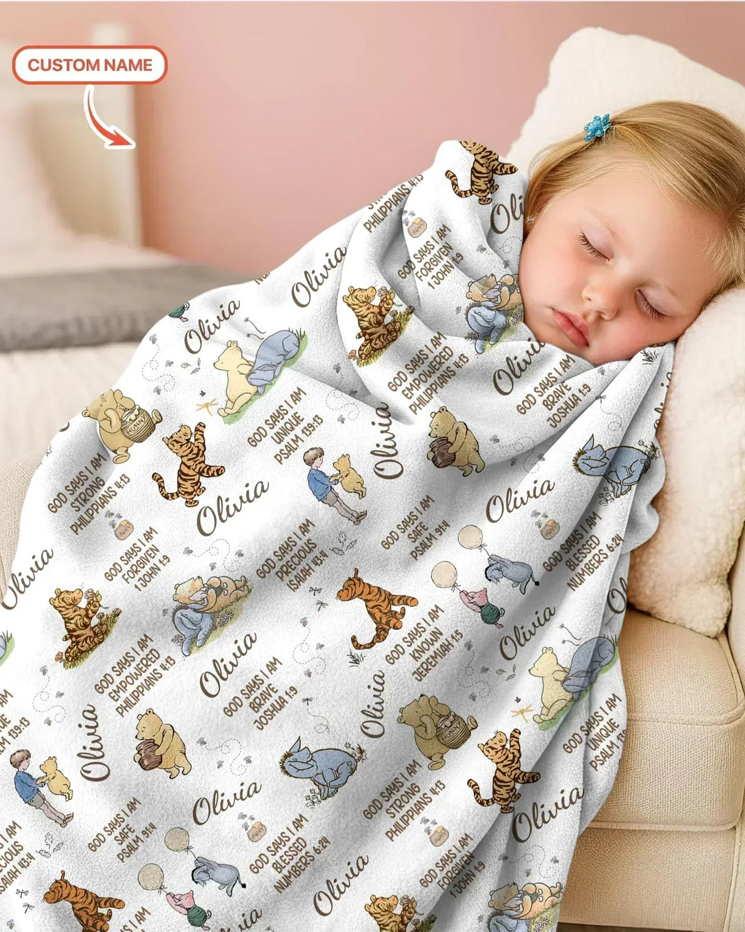 Custom Name God Says I Am Classic Bear Bamboo Blanket