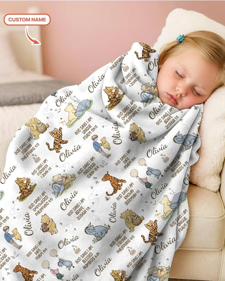 Custom Name God Says I Am Classic Bear Bamboo Blanket