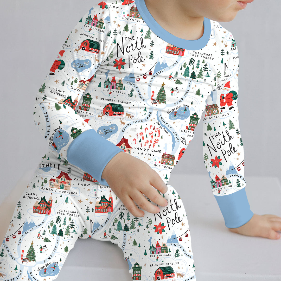 The North Pole Map Two Piece Long Sleeve Pajama Set , The North Pole Map Two Piece Long Sleeve Pajama Set - 12-18M