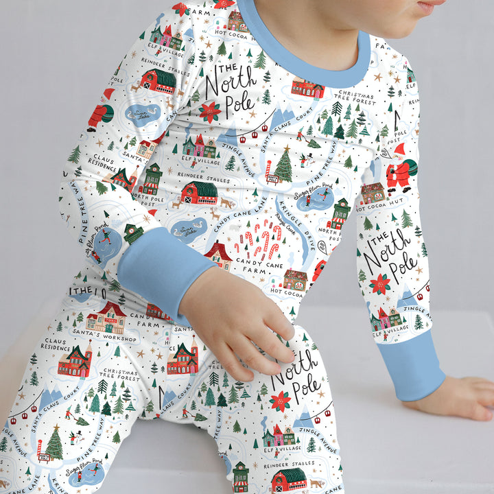 The North Pole Map Two Piece Long Sleeve Pajama Set , The North Pole Map Two Piece Long Sleeve Pajama Set - 12-18M
