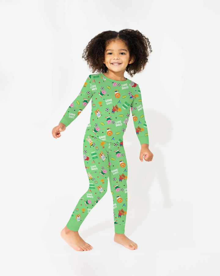 The World Cup Soccer Animals Bamboo Two Piece Long Sleeve Pajama Set