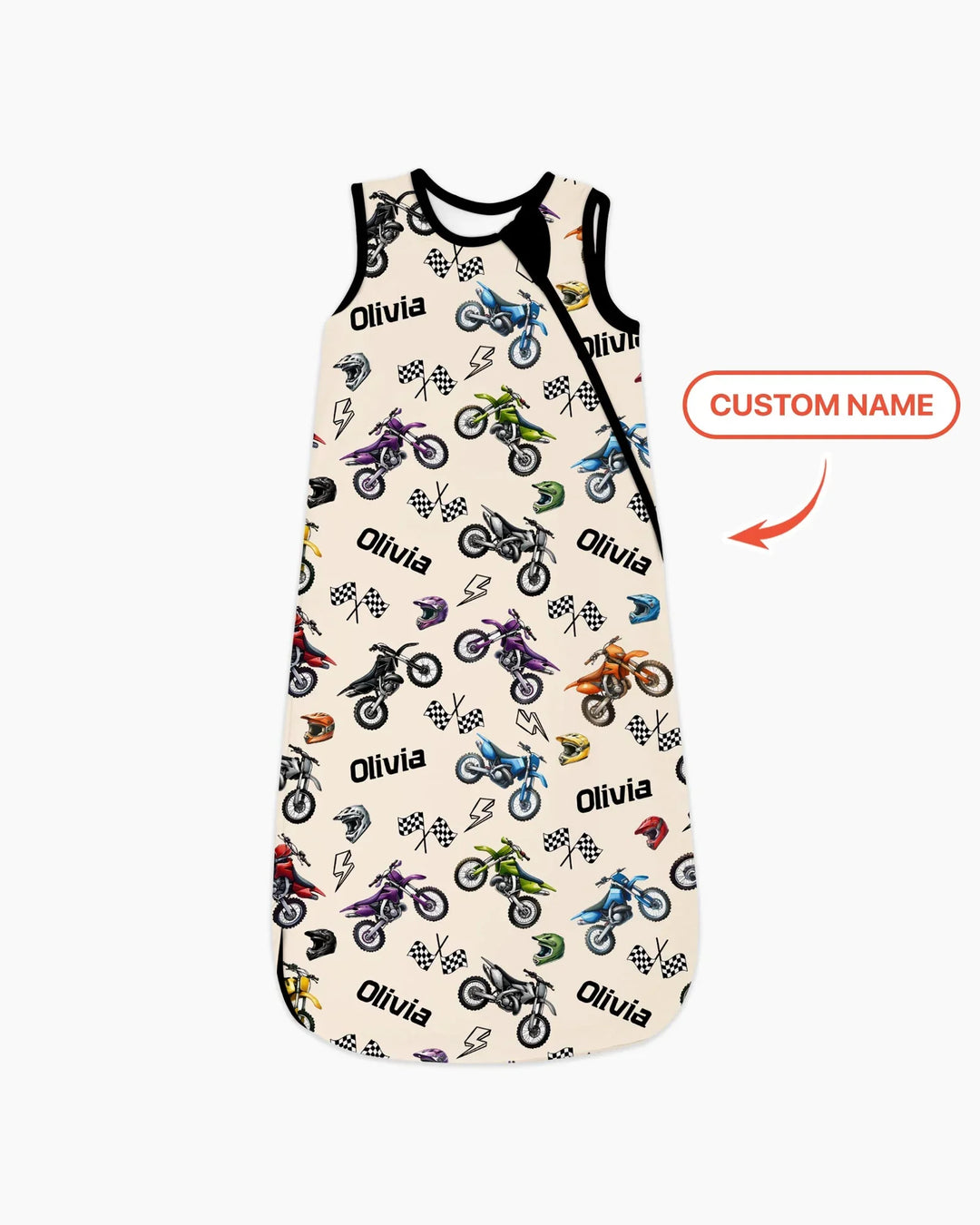 Custom Name Little Dirt Bike Rider Bamboo Sleep Bag