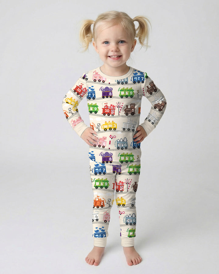 Color Train Bamboo Two Piece Long Sleeve Pajama Set