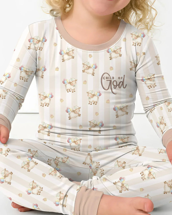 Child Of God Embroidered Baby Bamboo Two Piece Long Sleeve Pajama Set