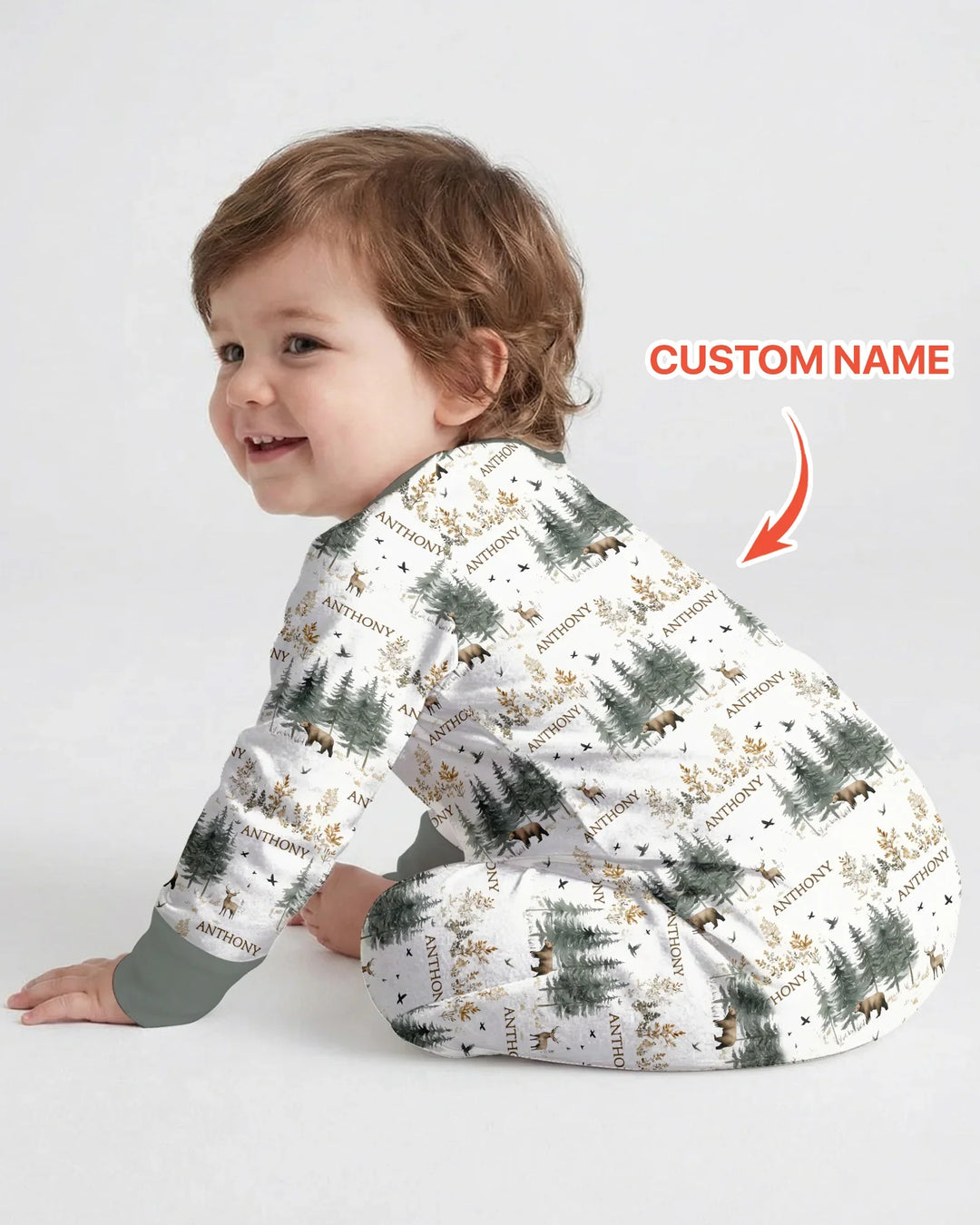 Custom Name Forest Bear Deer Bamboo Convertible Zippy