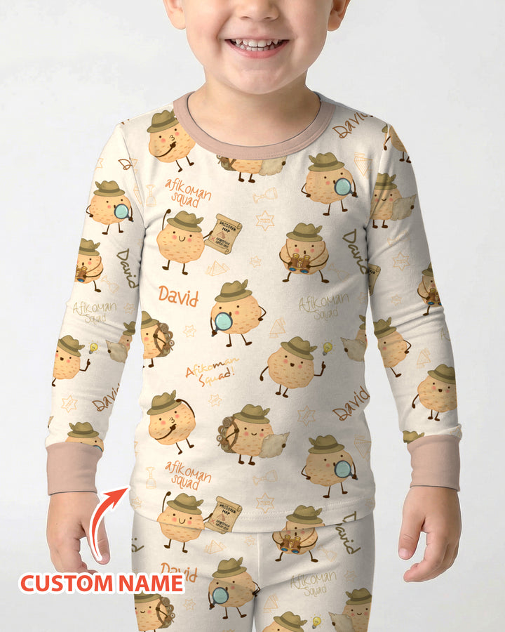 Custom Name Passover Afikoman Two Piece Long Sleeve Pajama Set