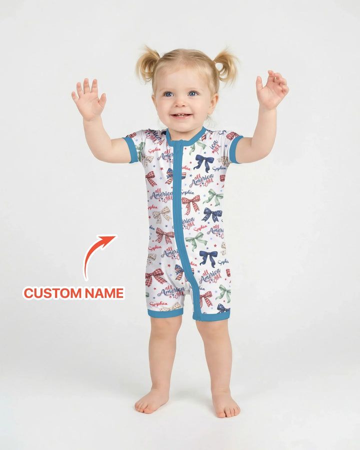 Custom Name All American Girl Bamboo Shorty Zippy