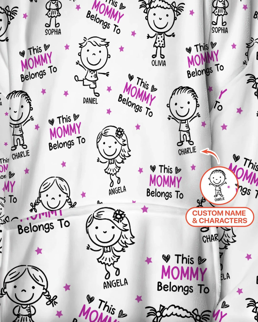 Custom Name "This Mommy Belongs To" Doodle Bamboo Blanket Hoodie