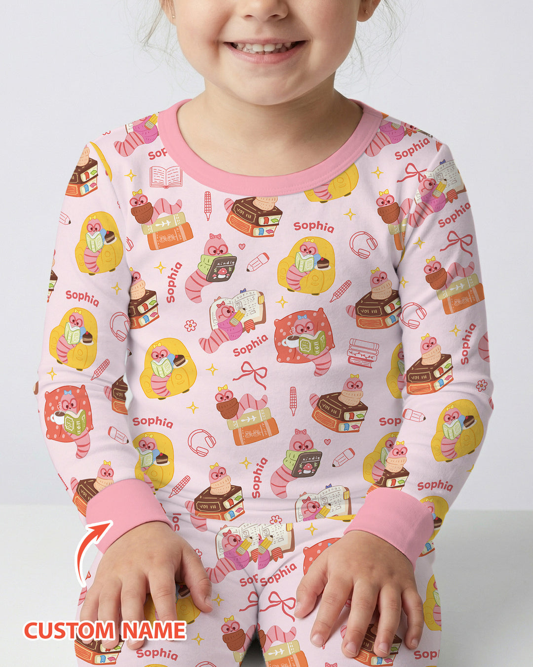 Little Book Worm Family Matching Bamboo Two Piece Long Sleeve Pajama Set