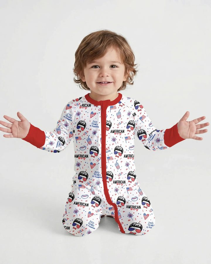 Doodle American Flag Glasses Family Matching Bamboo Convertible Zippy
