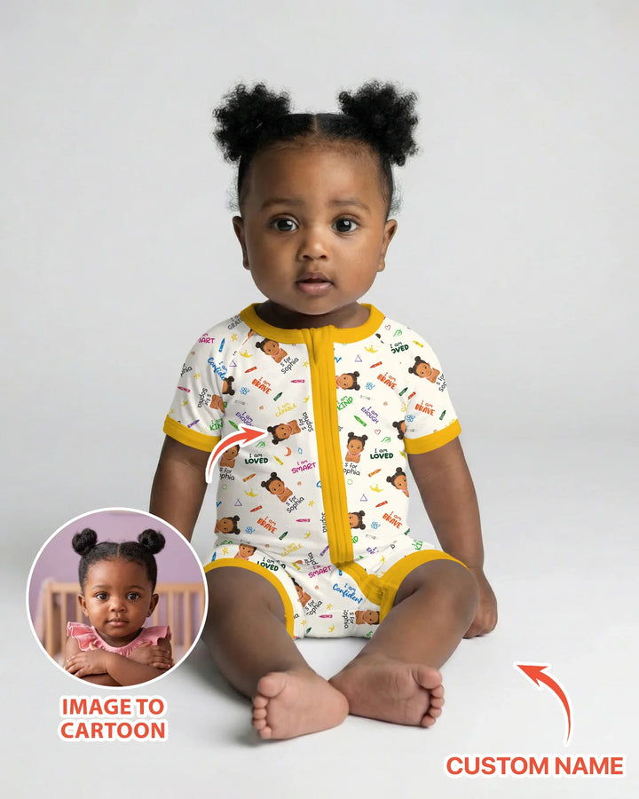 Kids Affirmations Custom  Bamboo Shorty Zippy