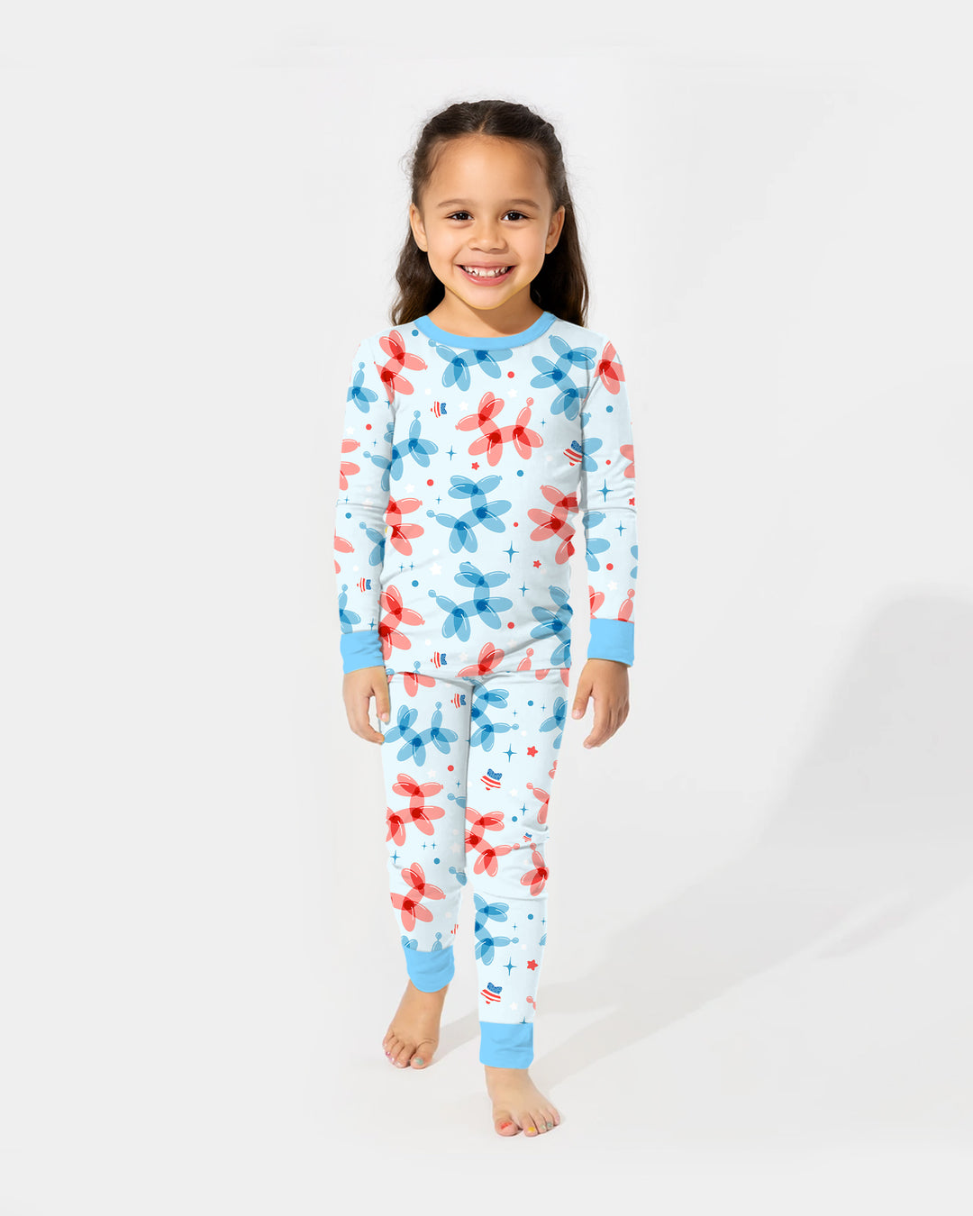 American Balloon Dog Party Bamboo Two Piece Long Sleeve Pajama Set