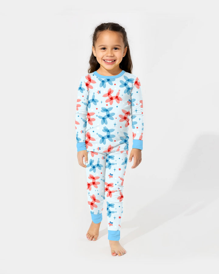 American Balloon Dog Party Bamboo Two Piece Long Sleeve Pajama Set