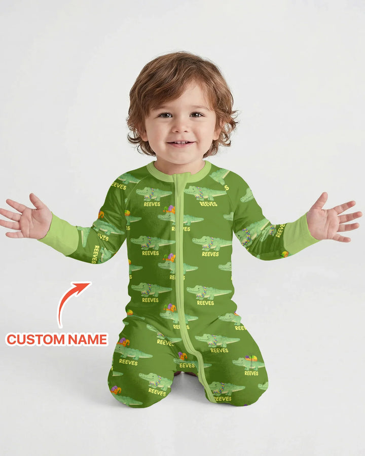 Custom Name Mardi Gras Gator Convertible Zippy