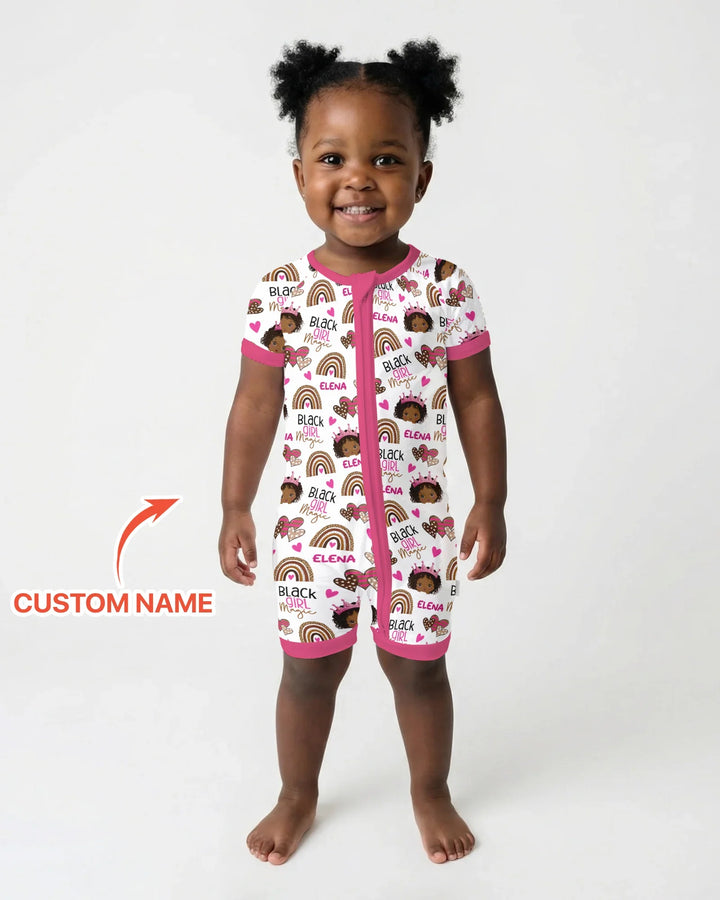 Custom Name Black Girl Magic Bamboo Shorty Zippy
