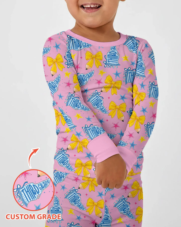 Conjunto de pijama de dos piezas de bambú con mangas largas, plantilla PERSONALIZADA
