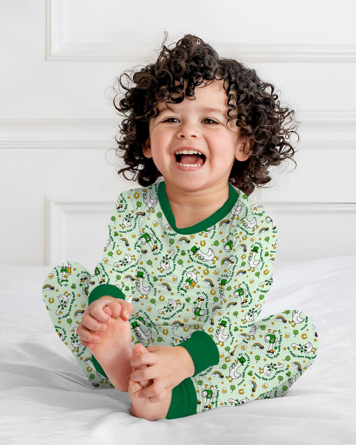 St. Patrick's Day Silly Goose Two Piece Long Sleeve Pajama Set