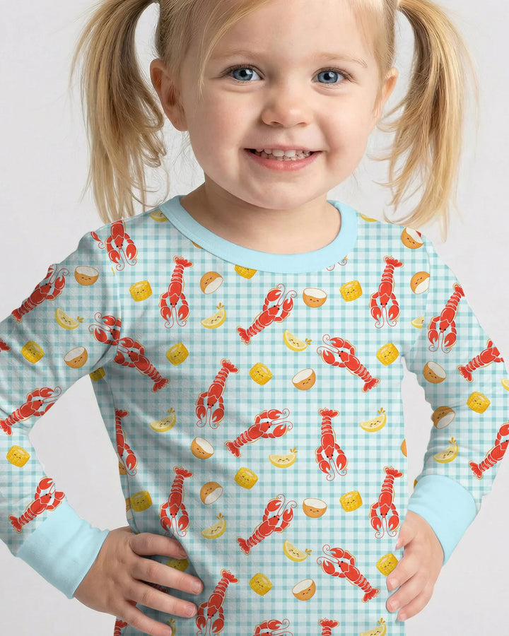 Preppy Crawfish Season Bamboo Two Piece Long Sleeve Pajama Set