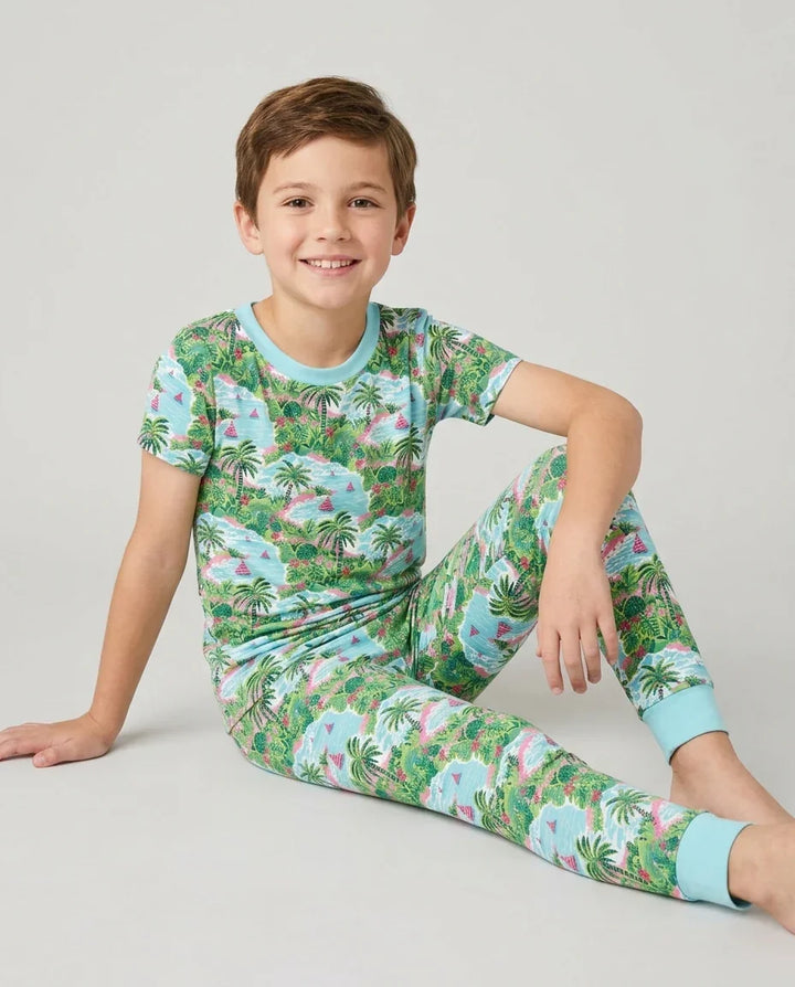 Preppy Coast Beach Club Bamboo Two Piece Short Sleeve Pajama Set