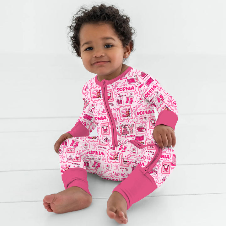 Custom Name Preppy Pink Christmas Convertible Zippy