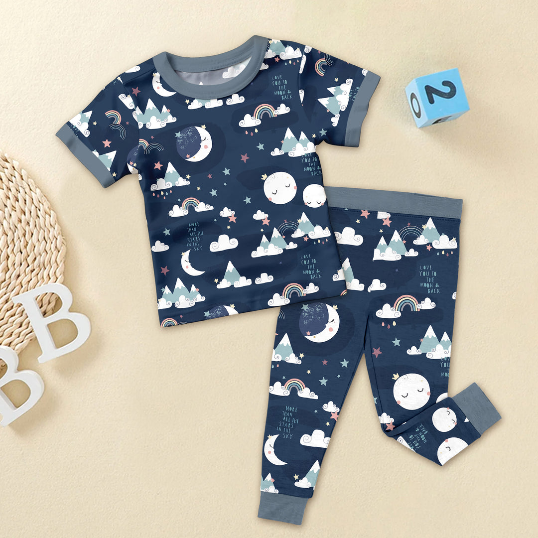 Blue To the Moon & Back Bamboo Outfit for Baby – Cozy and Dreamy