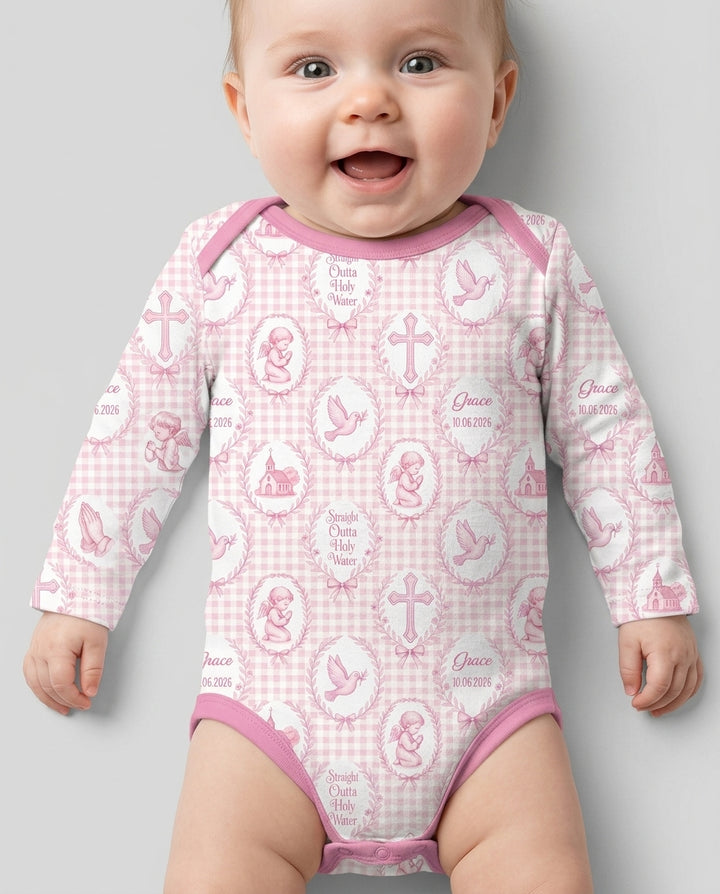 Custom Name Baptism Straight Outta Holy Water Bamboo Bodysuit