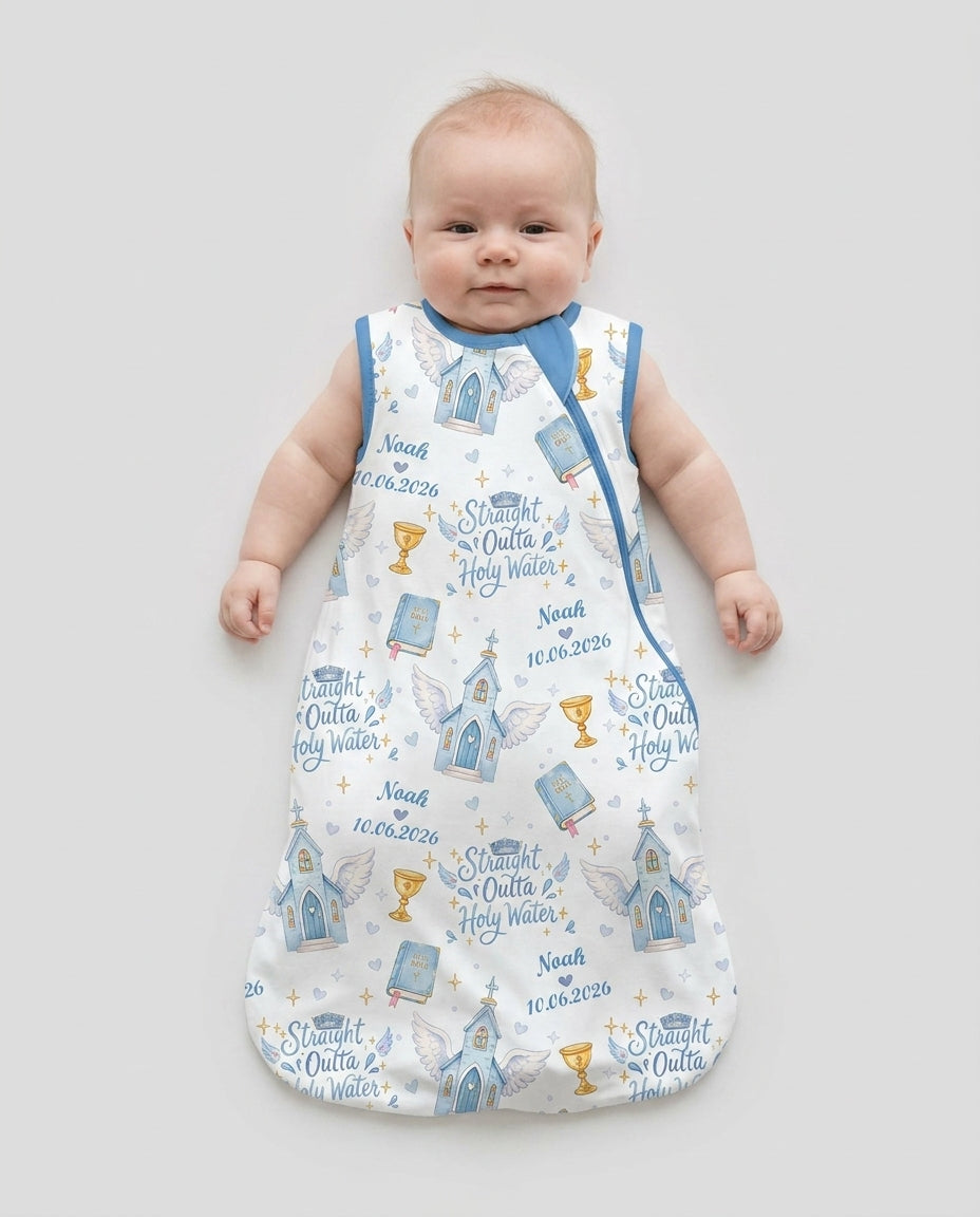 Custom Name Baptism Christening Straight Outta Holy Water Bamboo Sleep Bag