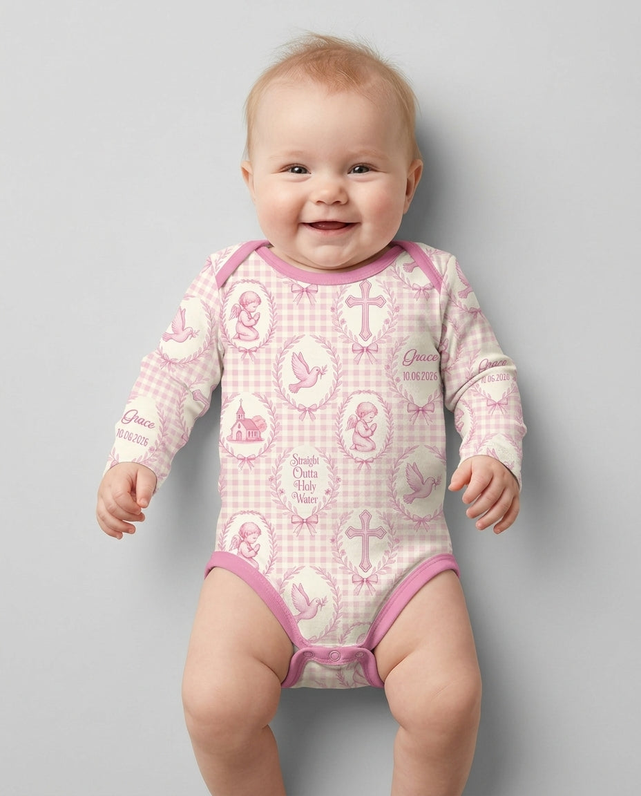 Custom Name Baptism Straight Outta Holy Water Bamboo Bodysuit
